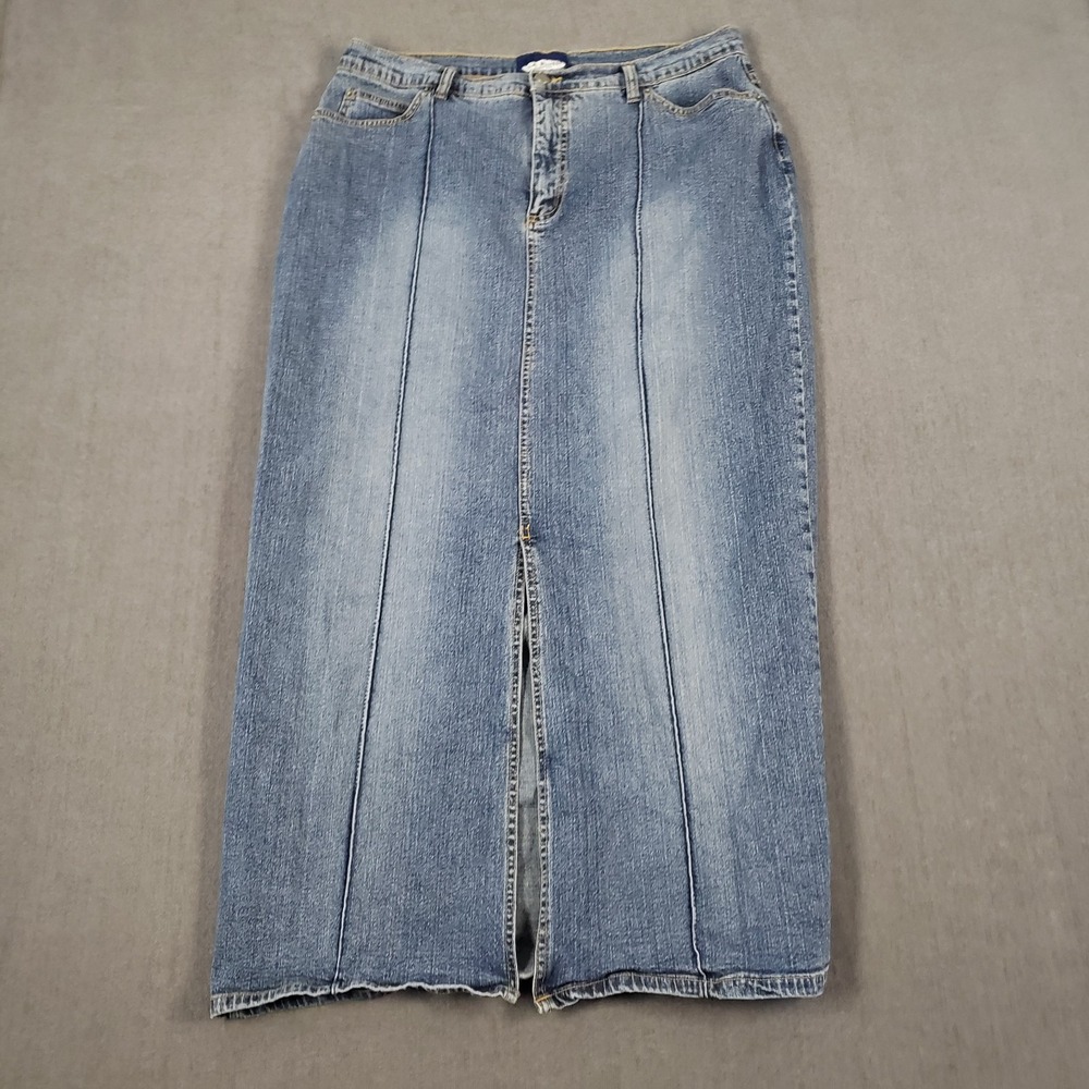 LA‎ Blues Jean Skirt Womens Size 16 Vintage Y2K Long Slit Stretch